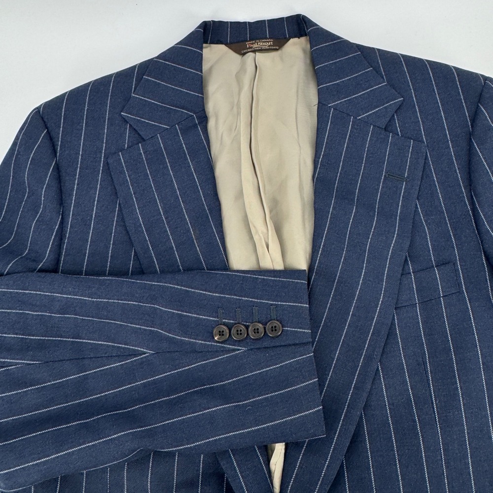 Paul Stuart Mens Navy Blue 41 Long Pinstripe Wool Blazer Sport Coat Canada